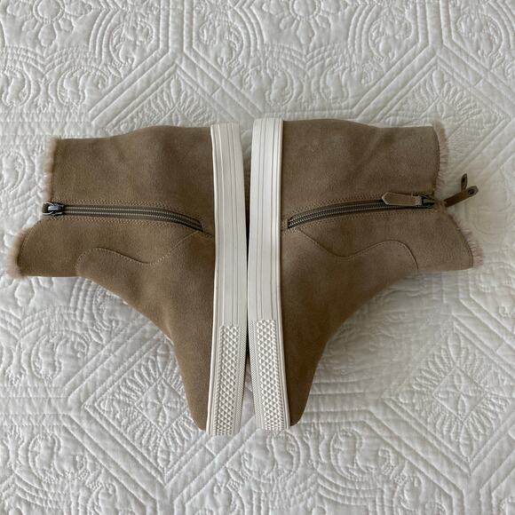Caslon Wedge Booties CNAVERIE Zipper Closure Leather Suede Tan 9 - Picture 3 of 6